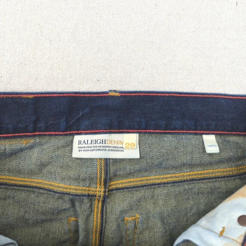 Raleigh Denim Jeans Mens 29x34 Blue Martin Selvedge‎ Button Fly White Oak